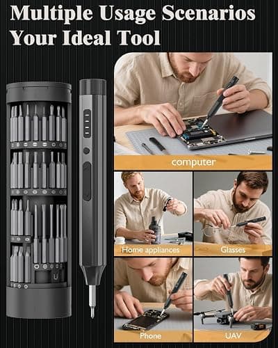 LCORE 67 in 1 Cordless Electric Precision Screwdriver Set, 62 Industrial S2 Steel Bits, 4 Adjustable Torque (0.05-0.35 NM), Magnetic Case, LED Lights for Electronics Phone Laptop Camera thumbnail 4