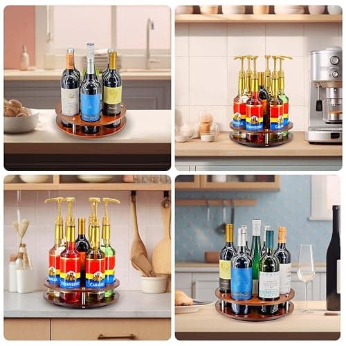 SHILFID Rotating Coffee Syrup Organizer Rack,Syrup Bottle Stand Holder for Coffee Syrup Station,7 Bottles Storage Display Turntable Tray&Lazy Susan for Syrup,Liquor Wine in Kitchen Countertop thumbnail 8