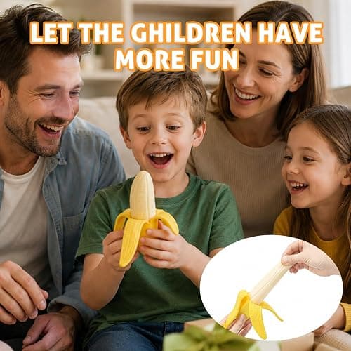 2Pcs Realistic Banana Squishy Stress Relief Toy Simulated Peeling Banana Squeeze Fidget Toy Slow Rising Silicone Decompression Toy for Anxiety Relief Prank Gifts thumbnail 5