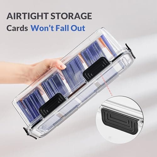 DEEIF Toploader Storage Box, Trading Card Storage Box with 5 Dividers, Hard Plastic TCG Card Storage Box for Top Loaders, Large for 165 Toploaders 650 Cards (2 Pack) thumbnail 4