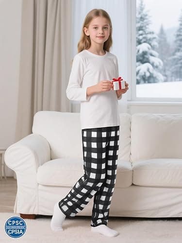 IHU 3 Pack Girls Pajama Pants Micro Fleece Soft PJ Bottoms for Kids Cute Print Lounge Sleep Clothes with Pockets thumbnail 2