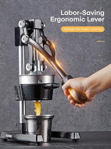 FOHERE FOHERE Orange Juicer Squeezer, Citrus Lemon Juice Press, Cast Iron Manual Juicer Hand Press for Grapefruit Pomegranate, Orange, Lemonade, Commercial Manual Citrus Juicer, Easy to Clean (BLACK) thumbnail 4