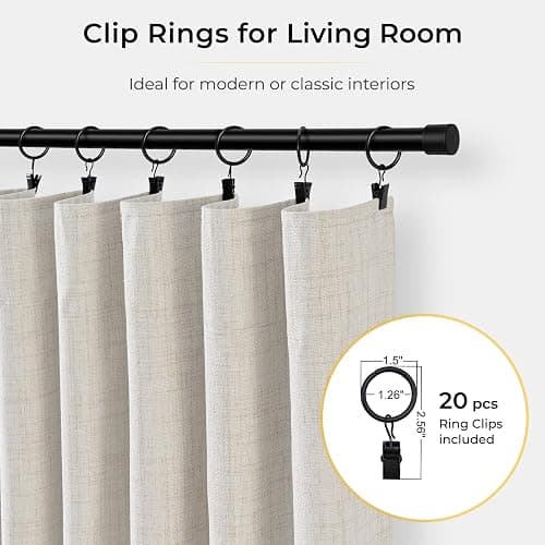 INOVADAY 100% Blackout Curtains for Bedroom Black Out Curtains 84 Inch Long | Beige Curtains for Living Room 2 Panels, Clip Rings Linen Look Blackout Drapes, Thermal Insulated Room Darkening,W50xL84 thumbnail 5