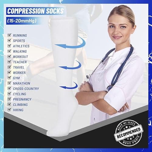 NANNBAKE 3 Pairs Compression Socks for Women & Men 15-20 mmHg,Best Support for Cycling Athletic Hiking Running thumbnail 6