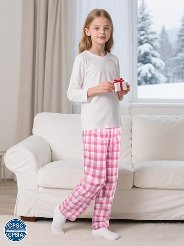 IHU 3 Pack Girls Pajama Pants Micro Fleece Soft PJ Bottoms for Kids Cute Print Lounge Sleep Clothes with Pockets thumbnail 2