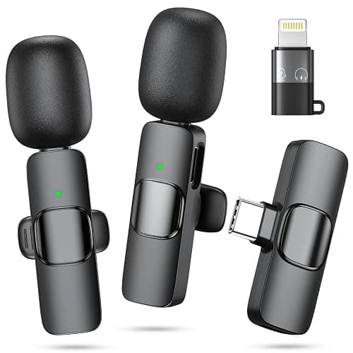 Wireless Microphone for iPhone, Android Phone, Laptop, CDMVAB 2 Pack Lavalier Microphone for Video Recording, Mini Mics with Noise Reduction for Podcast YouTube TikTok Vlog - Image 1