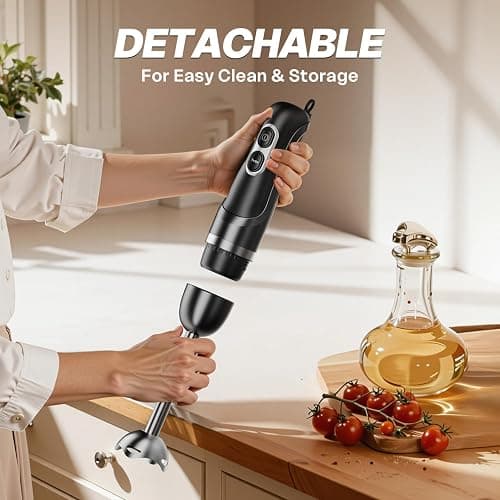 Immersion Blender Handheld, Corded Electric Blenders Portable Stick Mixer with 2 Mixing Speed and Stainless Steel Blades Emulsifier for Effortless Blending Soup, Smoothies, Puree or Baby Food thumbnail 6