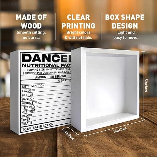 Dancer Gifts for Girls Women, Dancing Gift Dance Lover Dancer Dance Instructors Dance Teacher Christmas Birthday Teacher's Day Gift, Dancer Nutritional Facts, Wooden Box Sign Desk Decor thumbnail 3