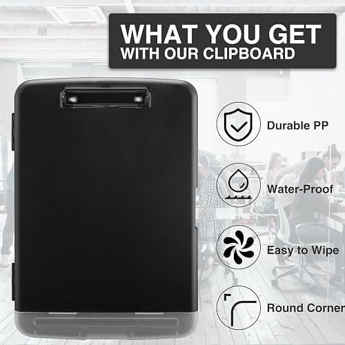 Sooez Clipboards with Storage, High Capacity Clip Boards 8.5x11 with Pen Holder, Heavy Duty Plastic Paper Organization Folder Cases, Letter / A4 Size for Nurse Teachers, School & Office Supplies thumbnail 4
