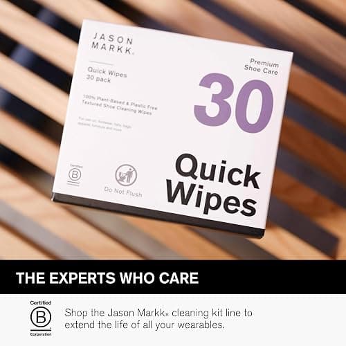 Jason Markk Plant-Based Quick Wipes, Shoe Cleaner, 30 Pack, Individually Packed, Sneaker Care, Ideal for Footwear, Safe for Leather, Rubber, Plastic, and More thumbnail 6