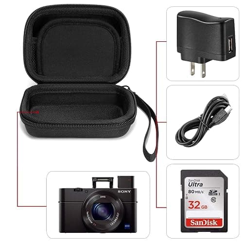 Cwatcun Carrying & Protective Case for Digital Camera, Small Camera Pouch for AbergBest 2.7" LCD Kodak Pixpro/Canon PowerShot ELPH 180/190 / DSCW830 Travel Cameras, Waterproof Shockproof Case - Black thumbnail 2