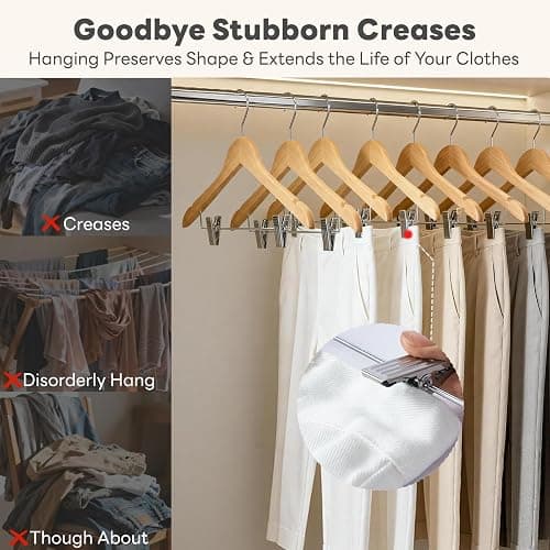 12 Pack Wood Hybrid Hangers thumbnail 6