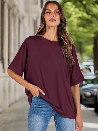 ANRABESS Womens Tops Oversized T Shirts Short Sleeve Crewneck Summer Casual Loose Basic Tee Shirt 2025 Trendy Fashion Clothes thumbnail 9
