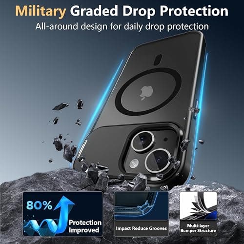 Innaght Magnetic for iPhone 15 Case with Stand,Compatible with MagSafe,Rugged,Heavy Duty,Protective case Kickstand,[Built-in Invisible Stand],Black thumbnail 6