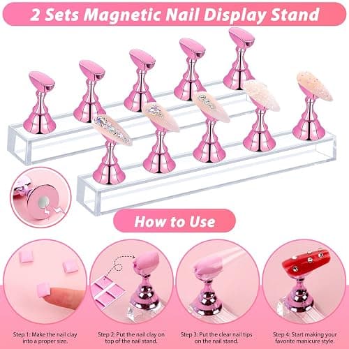 600PCS Clear Coffin Nail Tips Set Qinzave Clear Acrylic Nail Tips with Nail Glue Coffin Nails Full Cover with Nail Display Stand, Cuticle Nail Pusher Remover, Nail Files Buffer thumbnail 4