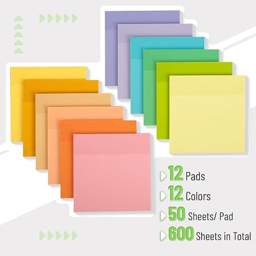 Mr. Pen- Transparent Sticky Notes, 3" x 3", 12 Pads, 600 Sheets, See Through Self-Adhesive Notes for Bible Journaling and Studying, Water-Resistant, Easy to Peel, Clean Removal thumbnail 2