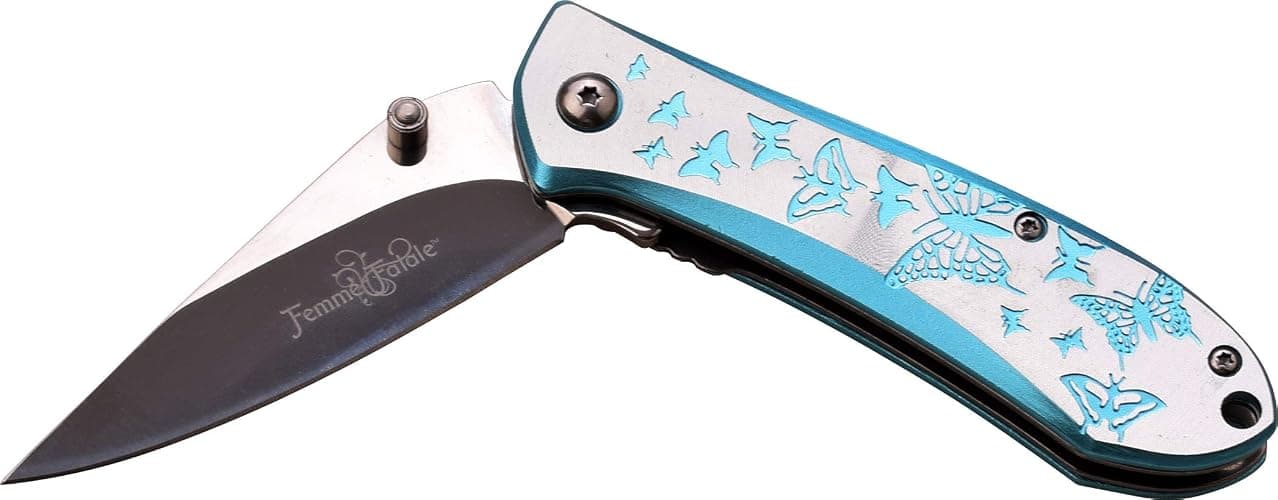 Butterfly pocket knife w/ blue/silver handle thumbnail 7