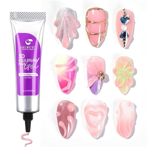 Gelike ec 3D Sculpture Nail Gel - Pink Multifunctional Rhinestone Nail Gel 3D Gel Nail Art for Nail Charms Nail Design Sculpting Nail Decoration Manicure Nail Modeling DIY at home - Image 1
