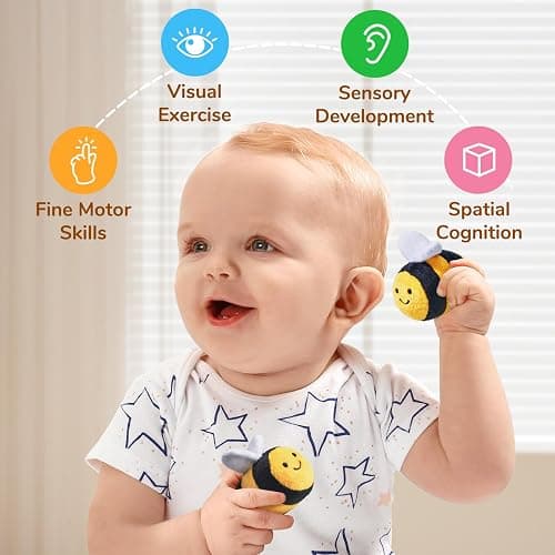 JoyCat Baby Toys 6-12 Months, Soft Baby Beehive with 5 Sensory Bees, Rattle, Crinkle Paper, Mirror, Busy Montessori Toys for Toddlers 0-3 Years Old, Sensory Toy for Babies Boy Girl Birthday Gifts thumbnail 3