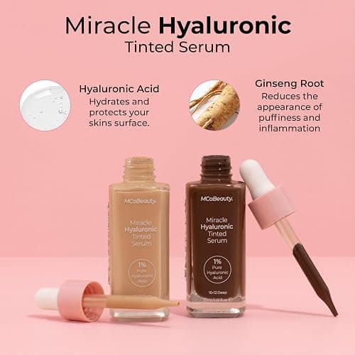 MCoBeauty - Miracle Hyaluronic Tinted Serum - 0.5-2 Very Light Shade - Hydrating Complexion Corrector with Hyaluronic Acid and Ginseng Extract - Buildable Coverage and Skin Smoothing Finish thumbnail 4