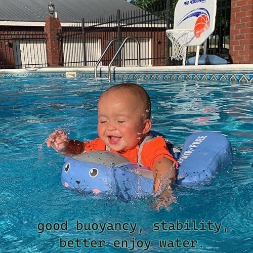 Mambobaby Float with Canopy Size Improved Non Inflatable Infant Baby Pool Float Smart Mambo Float Swim Trainer Baby Swim Float Mambo Baby Float Solid Air Free Water Waist Swimming Ring thumbnail 2