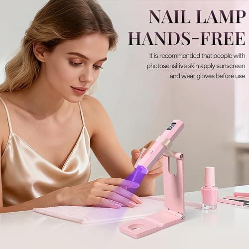 krofaue Mini Handheld UV Light for Gel Nails with Stand, Portable Rechargeable Nail Lamp with 2 Timers, Flash Cure for Rhinestone Glue Decoration at Home DIY, Travel thumbnail 7