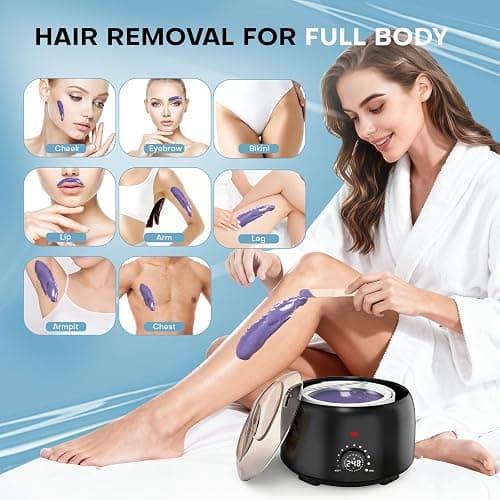TIKESI Waxing Kit for Women and Men, Digital Wax Warmer with 14OZ 5 Bags Hard Wax Beads, at Home Wax kit for Full Body, Face, Eyebrows, Bikini, Legs, Brazilian & Sensitive Skin thumbnail 5