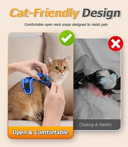 Halypet Cat Harness and Leash Set [MAX Safety 4th-Gen Upgrade] Escape Proof Adjustable Cat Leash Comfortable Soft Vest Easy to Wear Kitten Harness with Reflective Strip for Cats Walking, S Blue thumbnail 5
