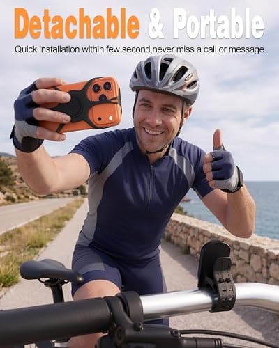 SZCFAN Bike Phone Holder, Motorcycle Cell Phone Mount- 360° Rotatable, Silicone Bicycle Phone Mount for Motorcycle Bicycle Scooter, for 15 Pro Max / 14/13, S10 and More 4.7-6.8" Phone thumbnail 2