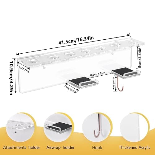 Affogato Wall Mount Holder Compatible with Dyson Airwrap Styler Accessories Acrylic Storage Holder Compatible with Dyson Airwrap Attachments Organizer Rack for Wand Barrels Brushes, Transparent Clear thumbnail 2