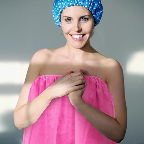 Janmercy 16 Pcs Disposable Spa Wraps for Women with Adjustable Closure Non Woven Towel Sweat Steaming Salon Bathrobe (Pink) thumbnail 3
