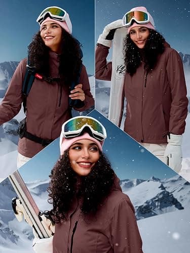 FREE SOLDIER Damen Winterjacke Wasserdicht Atmungsaktiv Warme Fleece Gefütterte Ski Jacke Outdoor Winterregenjacke mit Kapuze und Vollständig Versiegelte Nähte thumbnail 7