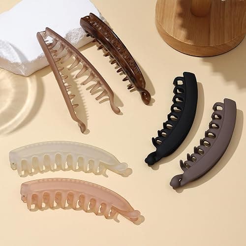 6 Pack 5 Inch Banana Hair Clips for Women Thin Fine Thick Hair,Strong Banana Claw Clips for Hair thumbnail 6