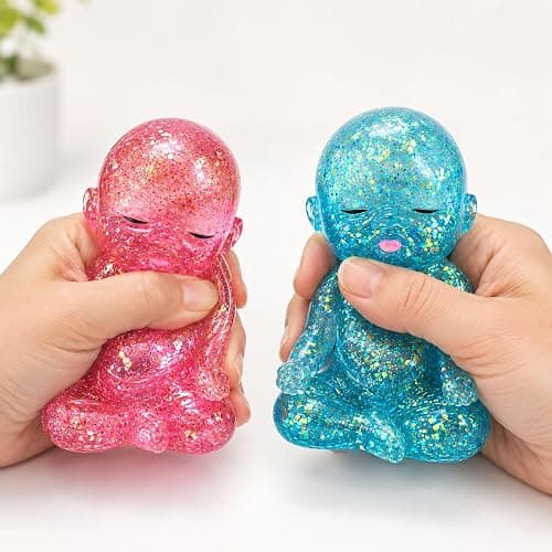 PRVCFZ 2 PCS Baby Squishy Pink and Blue Glitter Character Figurines, Colourful Desktop Decorations, Charming Ornaments for Home, Office, Shelf Display and Collection thumbnail 5