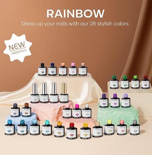 modelones Nude Gel Nail Polish Set Glitter 32PCS 28Colors Red Blue Green thumbnail 5