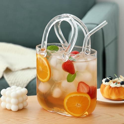 Fixwal Glass Purse Vase for Flowers, Clear Bag Vases with Handle, Unique Cute Handbag Shape Decorative Flower Vases with Fish Bowl for Centerpieces Home Table Shelf Decor Birthday thumbnail 4
