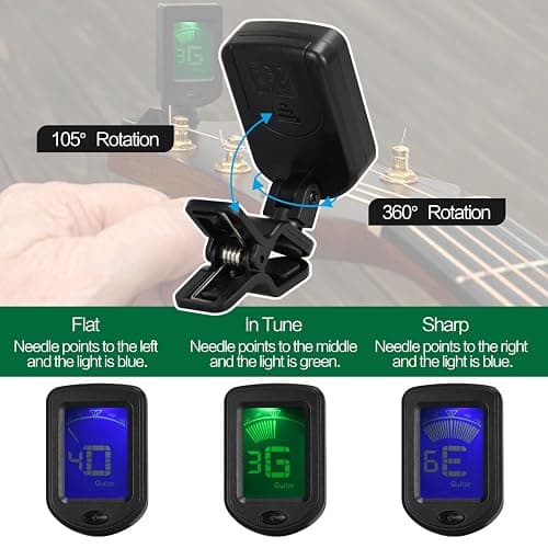 Guitar Capo Guitar Tuner Set, Guitar Accessories, Including Guitar Capo Guitar Tuner Guitar Picks and Guitar Pick Holder, for Guitar Players and Guitar Beginners thumbnail 3