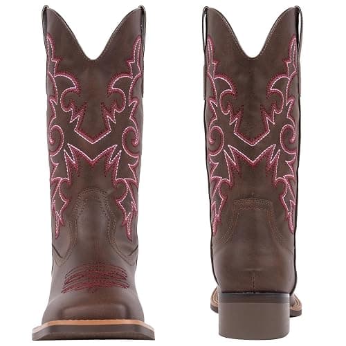 J's.o.l.e Western Wide Calf Cowboy Boots Women Wide Width Square Toe Cowgirl Boots Embroidered Riding Black Brown Boot thumbnail 4