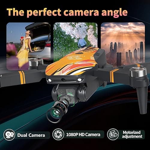 TTROARDS TT19 Mini Drone with Camera, 1080P HD Camera 270° Obstacle Avoidance Brushless Motor Level 3 Wind Resistance, Foldable Quadcopter Drones for Beginners, Orange thumbnail 4