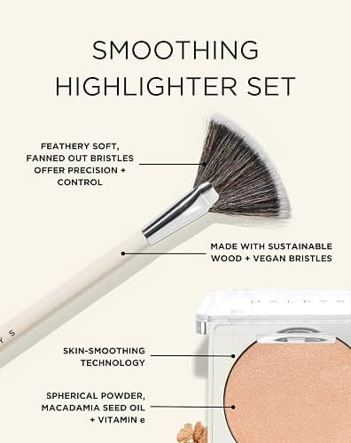 HALEYS Fan Brush VEGAN+CRUELTY-FREE, Sustainable Wood, Vegan Bristles for Airbrushed Finish, For highlighter application, Streak-free, Perfect Blending, Blurs, Smooths with Control - Fan Brush thumbnail 7