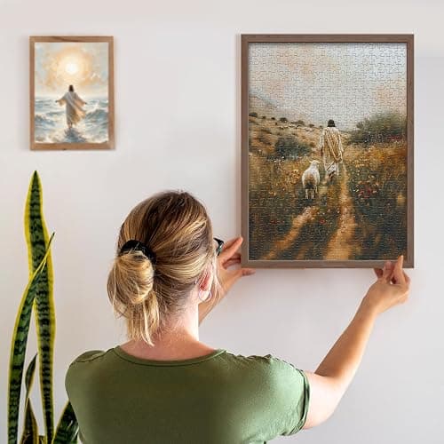Christian Puzzles for Adults 500 Pieces - Jesus Wooden Puzzles | Jesus Leaves the 99 Sheep - Religious Jesus and Lamb Puzzles Christian Gifts for Women Men thumbnail 2