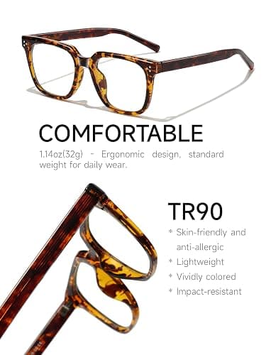 Icesor Oversized Square Blue Light Glasses for Woman Men fashion Reduce Eyestrain Protection for TV/Computer/Gaming thumbnail 3