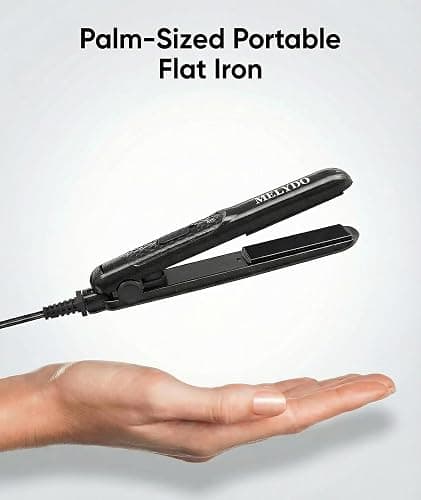 MELYDO Mini Flat Iron, Ceramic Tourmaline Small Hair Straightener for Short Hair/Bangs, Dual Voltage Travel Hair Straightener, Portable Mini Straightener with Storage Pouch(Black) thumbnail 5