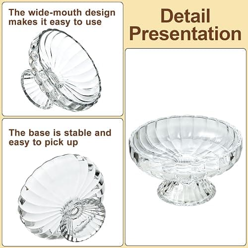 JGKYLDZ Vintage Glass Dessert Bowls 6oz, Lead-Free Glass Ice Cream Bowl, Small Fruit and Candy Goblet Plate for Ice Cream, Sundae, Pudding, Yogurt, Pastry, Cake, Dessert, Fruit, Snack (10) thumbnail 5