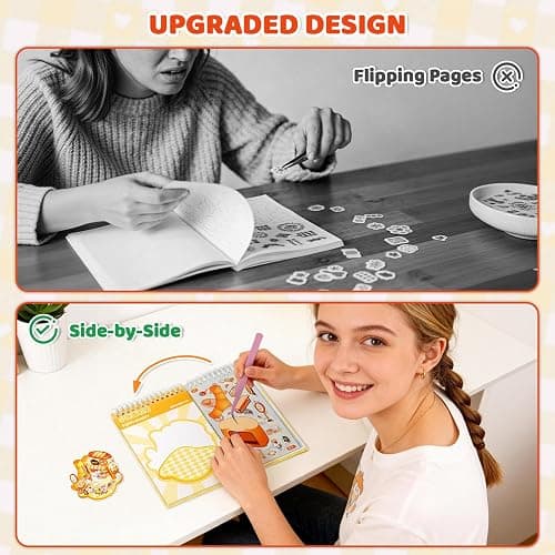 QEF 10 Sets Upgraded 3D Sticker Scene Book, Side-by-Side Cute Kawaii Stickers with 2 Tweezers, DIY Miniature Scene Sticker Book for Kids and Adults, Creative Stress Relief Activity Gift thumbnail 2
