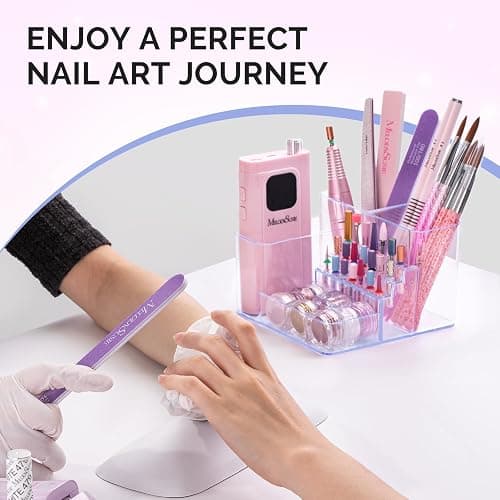 MelodySusie Nail Drill Holder, 21 Holes Nail Drill Bits Holder, Professional Acrylic Nail Tools Storage Box, Organizer Displayer for Manicure Efile Accessories Nail Drill Kit, Salon Home, Clear thumbnail 7