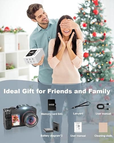5K Digital Camera for Photography, 80MP 3.5"+2" Dual Screen for Self-Framing 18X Zoom Autofocus Vlogging Camera for YouTube/Content Creators/Travel, Includes 64GB Card + 2 Batteries & Flash, LIYTIFOR thumbnail 9