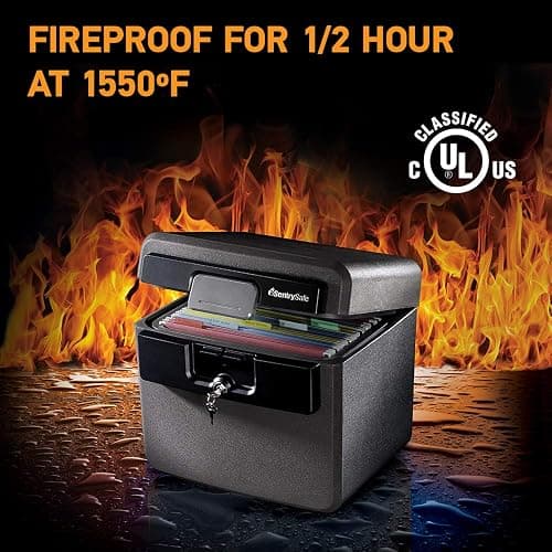 SentrySafe Black Fireproof and Waterproof Safe, File Folder and Document Box with Key Lock, Ex. 14.3 x 15.5 x 13.5 inches, HD4100 thumbnail 3