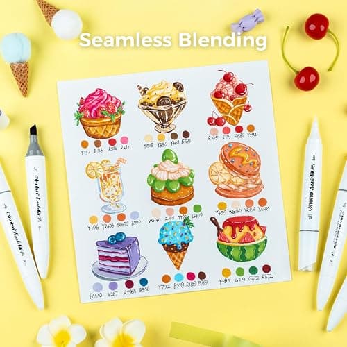 Ohuhu Alcohol Markers: Mini Brush & Slim Broad 60 Illustration Colors Dual Tip Brush Tip Alcohol-based Art Marker for Artists Adults Coloring Illustration- Refillable - Kaala B Series of Ohuhu Markers thumbnail 2