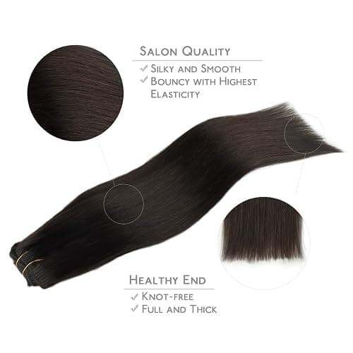 WENNALIFE Clip in Hair Extensions Real Human Hair, 18 Inch 120g 7pcs Human Hair Extensions Clip Ins, Dark Brown Coloured Remy Hair thumbnail 4